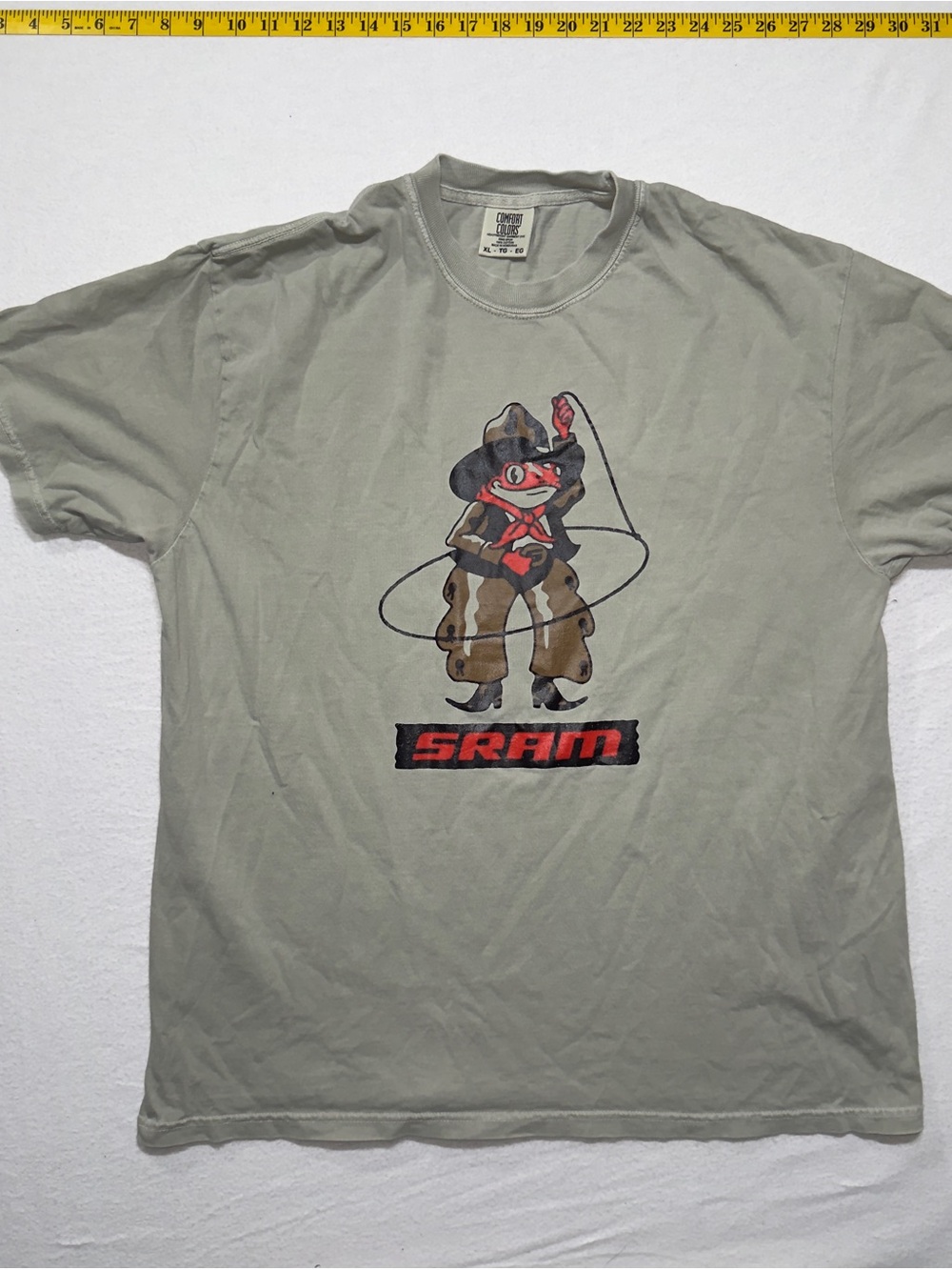 Comfort Colors Olive Green SRAM Cartoon Rider Graphic Tee